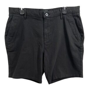 River Island Shorts Mens Sz 34 Black Flat Front Chino Pockets Cotton